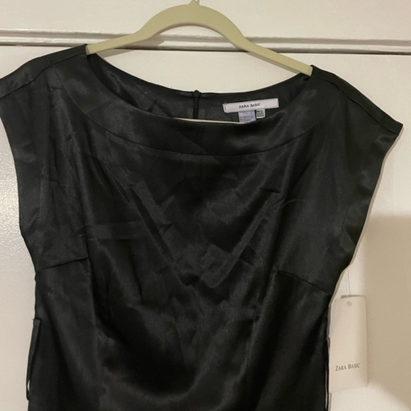 Zara Basic black Satin MIDI Dress Size XS - Picture 10 of 15